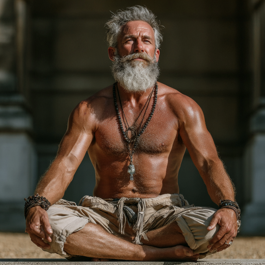 Інструктор допомагає літній жінці виконувати вправу йоги